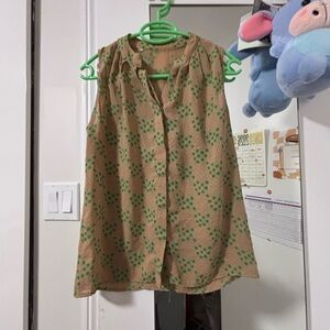 Green Polka Dot Sleeveless Top